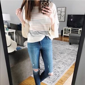 🔴SOLD🔴 Loft striped bell sleeve sweater